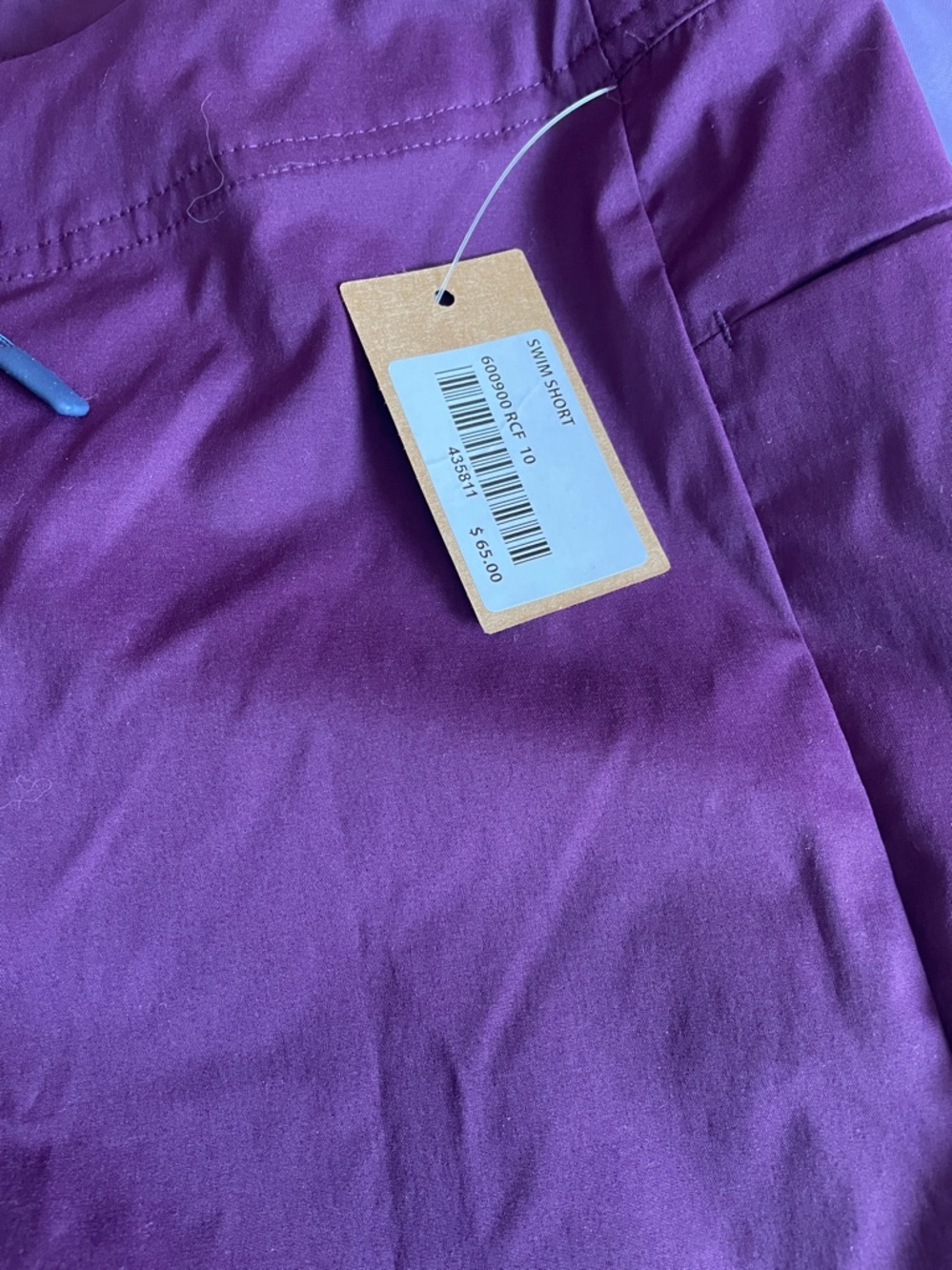 Title Nine Plum swim Shorts with Multicolor Tie - Picture 4 of 4